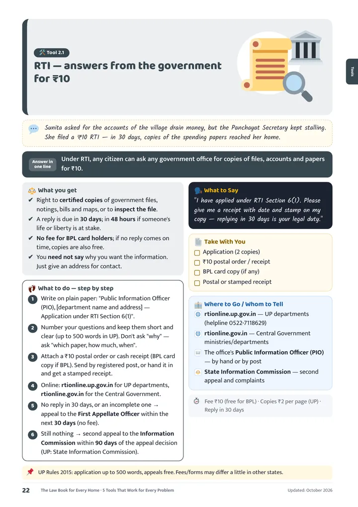 Tool: RTI — answers for ₹10