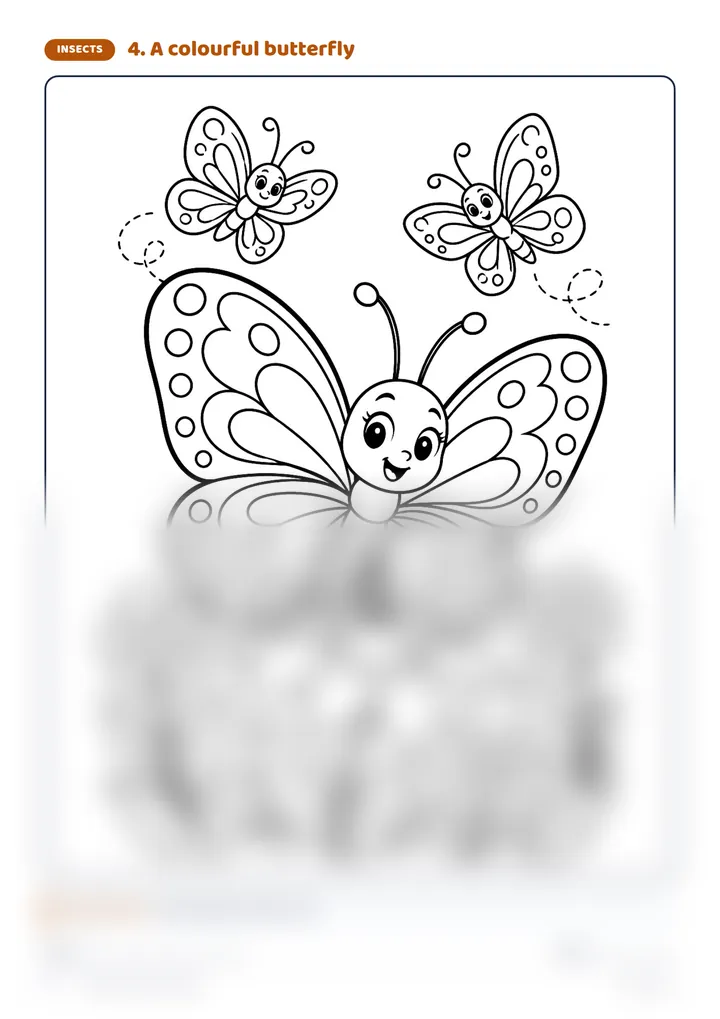 Sample page: Colouring page — butterfly
